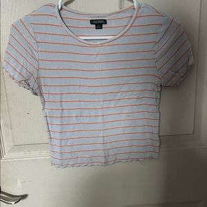 Wild Fable Striped Crop Top in White and Orange